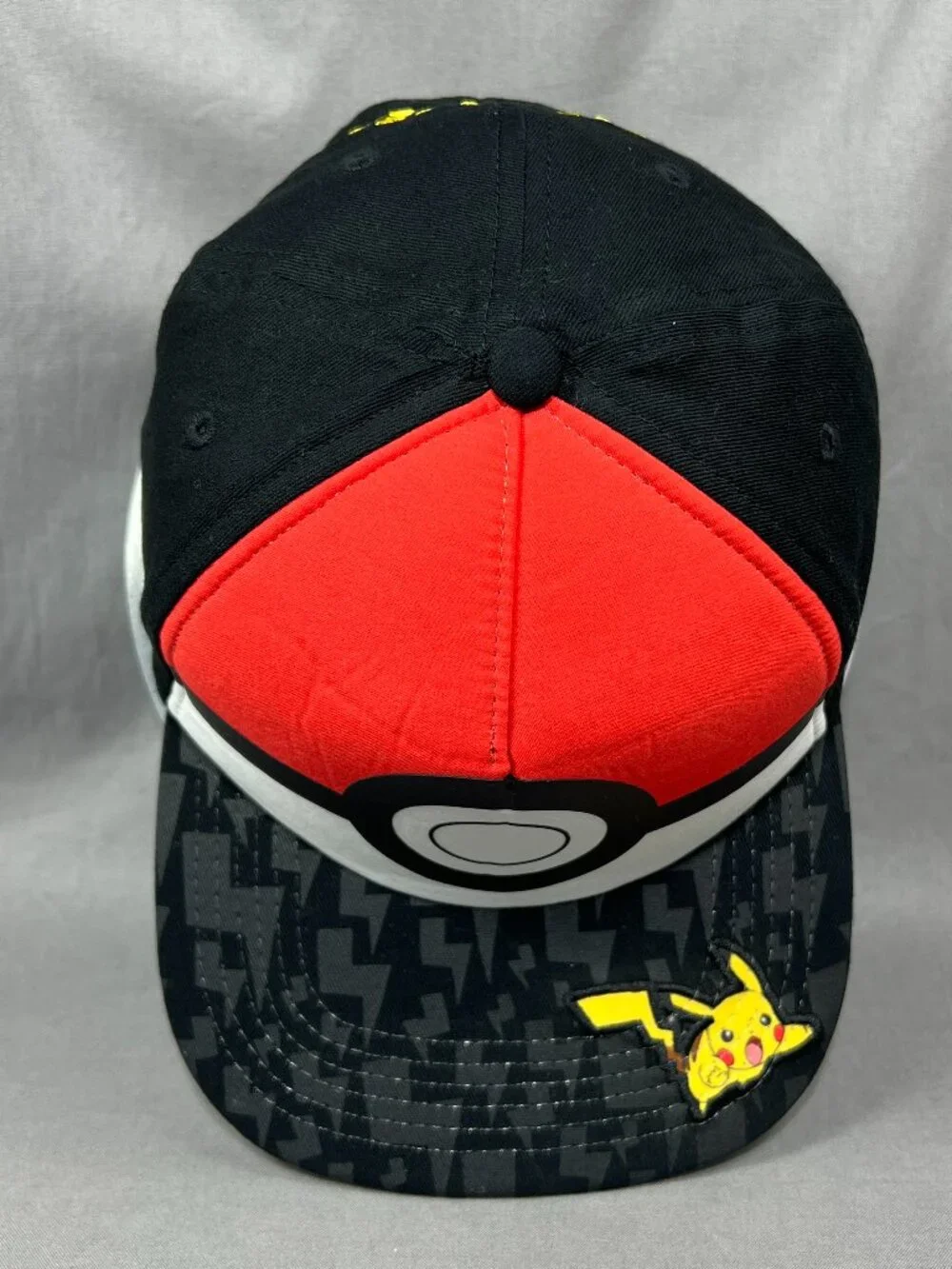 Bioworld Pokemon Pokeball Pikachu Snapback Hat Black Adjustable Youth Kids Cap